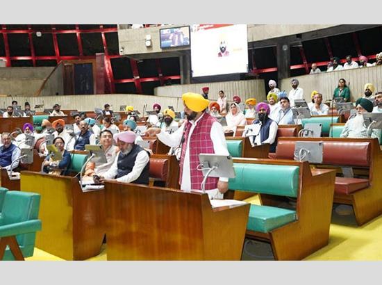 ਪੰਜਾਬ ਵਿਧਾਨ ਸਭਾ ਵਿੱਚ ਭਗਵੰਤ ਮਾਨ ਸਰਕਾਰ ਦੀਆਂ ਭਰਤੀਆਂ ਅਤੇ ਰੁਜ਼ਗਾਰ ਨੀਤੀ ਦੀ ਸ਼ਲਾਘਾ ਕਰਦਾ ਮਤਾ ਪਾਸ