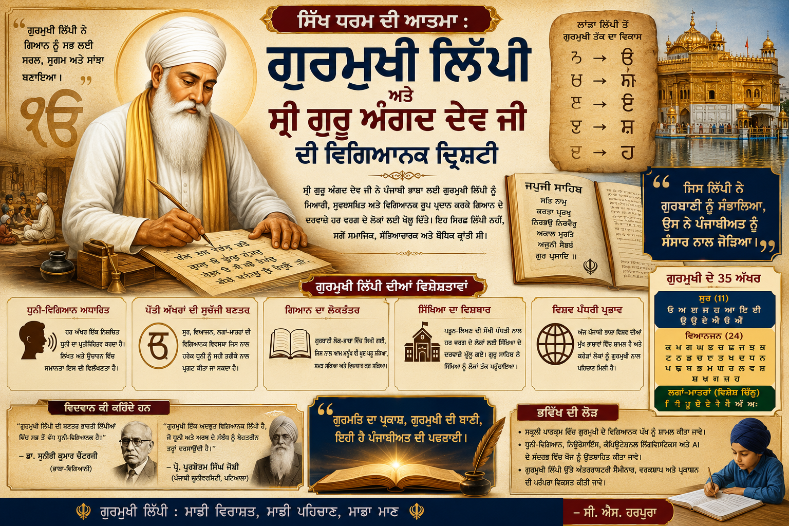 ਸਿੱਖ ਧਰਮ ਦੀ ਆਤਮਾ : ਗੁਰਮੁਖੀ ਲਿੱਪੀ ਅਤੇ ਸ੍ਰੀ ਗੁਰੂ ਅੰਗਦ ਦੇਵ ਜੀ ਦੀ ਵਿਗਿਆਨਕ ਦ੍ਰਿਸ਼ਟੀ
