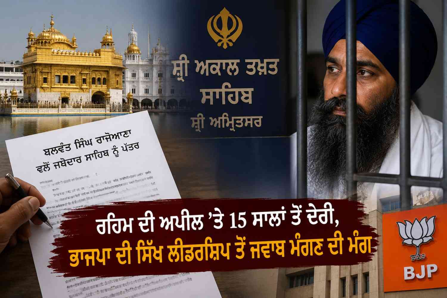 ਸ੍ਰੀ ਅਕਾਲ ਤਖ਼ਤ ਸਾਹਿਬ ਨੂੰ ਰਾਜੋਆਣਾ ਦੀ ਅਪੀਲ—ਭਾਜਪਾ ਦੀ ਸਿੱਖ ਲੀਡਰਸ਼ਿਪ ਤੋਂ ਮੰਗੋ ਜਵਾਬ