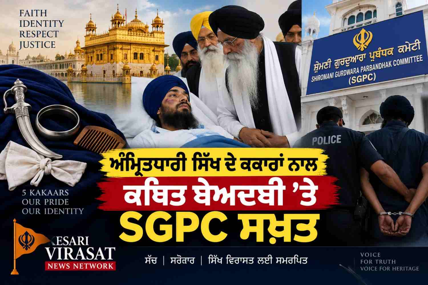 ਅੰਮ੍ਰਿਤਧਾਰੀ ਸਿੱਖ ਦੇ ਕਕਾਰਾਂ ਨਾਲ ਕਥਿਤ ਬੇਅਦਬੀ ’ਤੇ SGPC ਸਖ਼ਤ